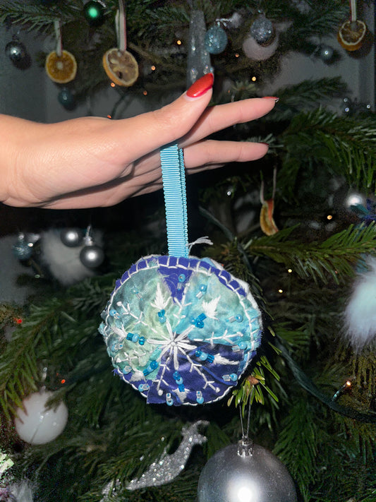 Beaded Felt snowflake tree decoration