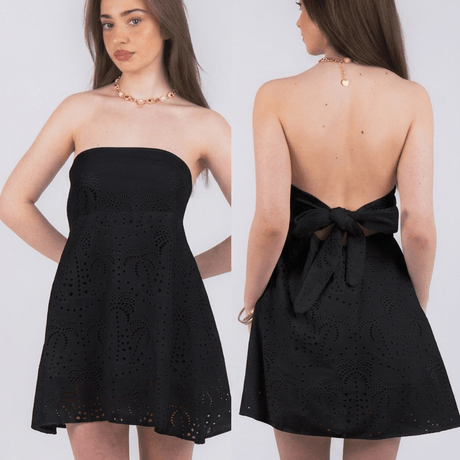 Isabelle Pennington-Edmead Black / M Broderie Anglaise Mini Dress Black