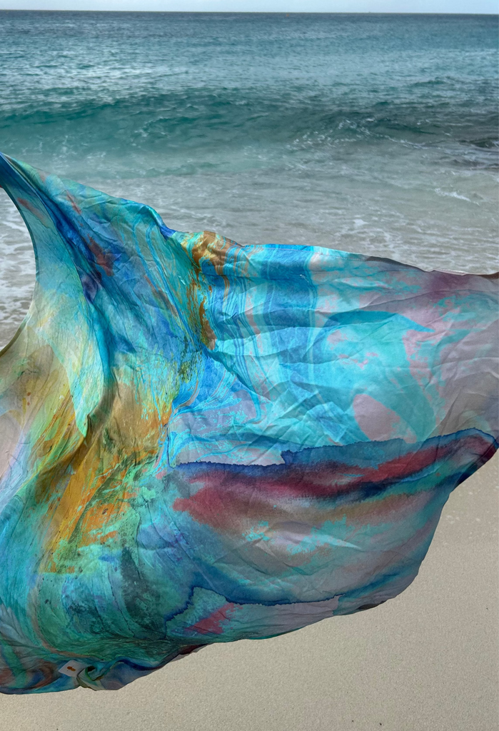 Isabelle Pennington-Edmead Glass Fish Print Silk Scarf