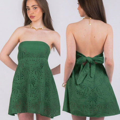 Isabelle Pennington-Edmead Green / M Broderie Anglaise Mini Dress Green