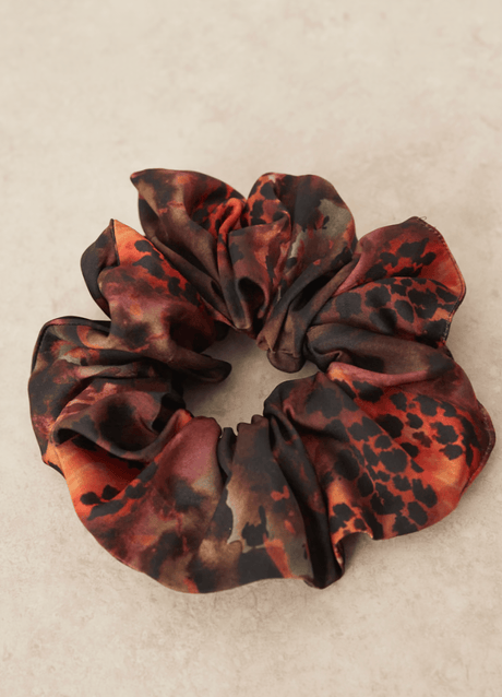 Isabelle Pennington-Edmead Large Satin Scrunchie Tiger Shell print