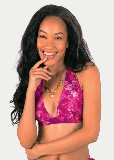 Isabelle Pennington-Edmead Rumba Bikini Top in Pink Palm Print