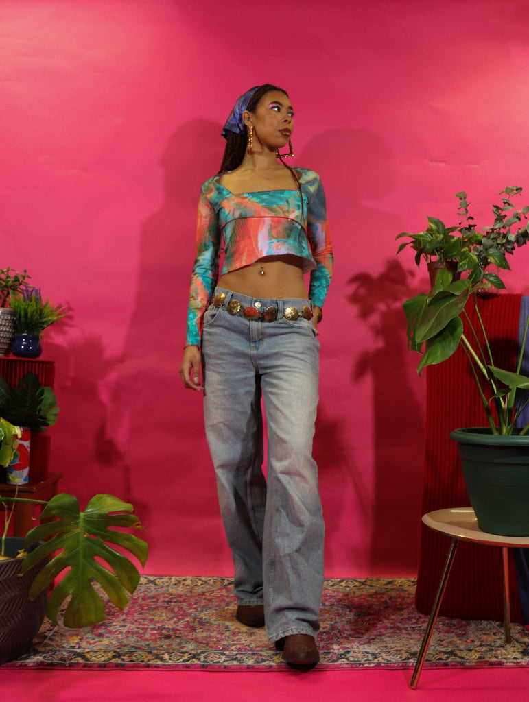 Isabelle Pennington-Edmead Top Storm Print Square Neck Top